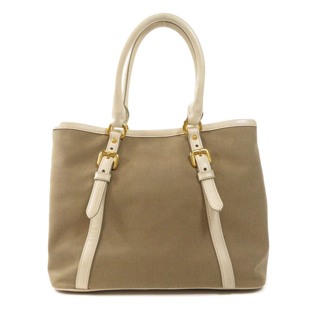 Prada Jacquard Logo Tan Convertible Tote Canvas